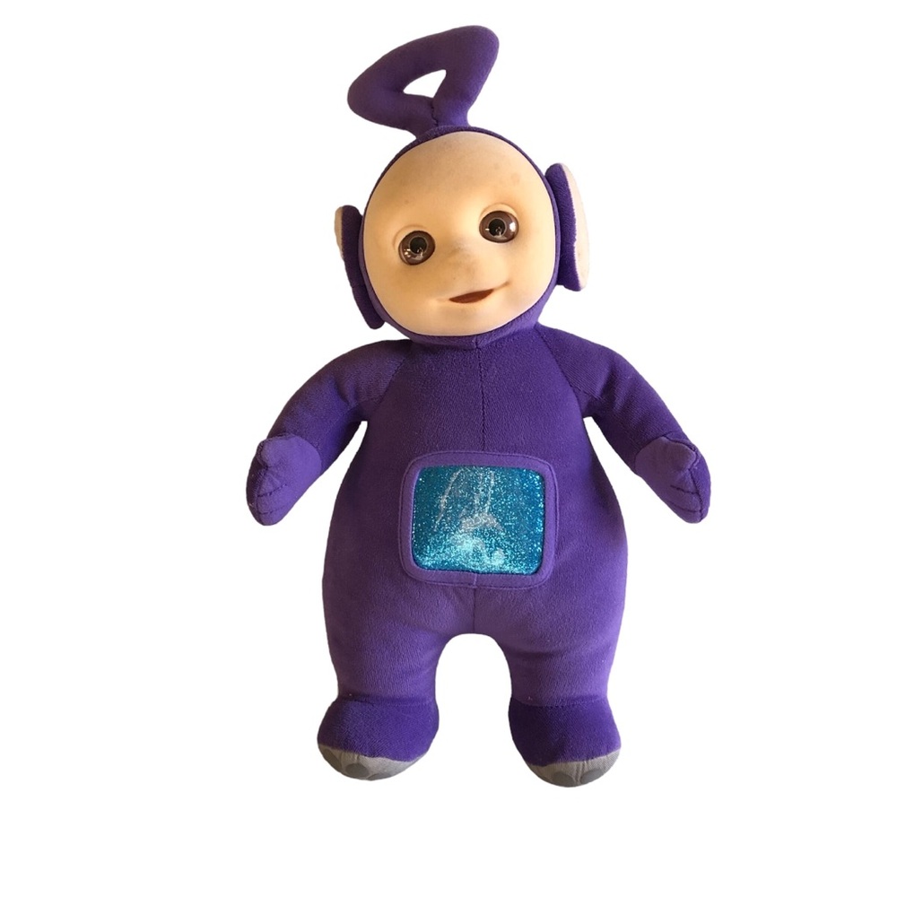 Eden - Vintage 1998 Teletubbies Tinky Winky Purple Plush Doll Flocked Face